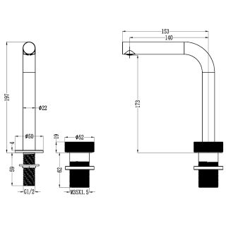 Смеситель для раковины Boheme Tech 158-NB никель брашированный